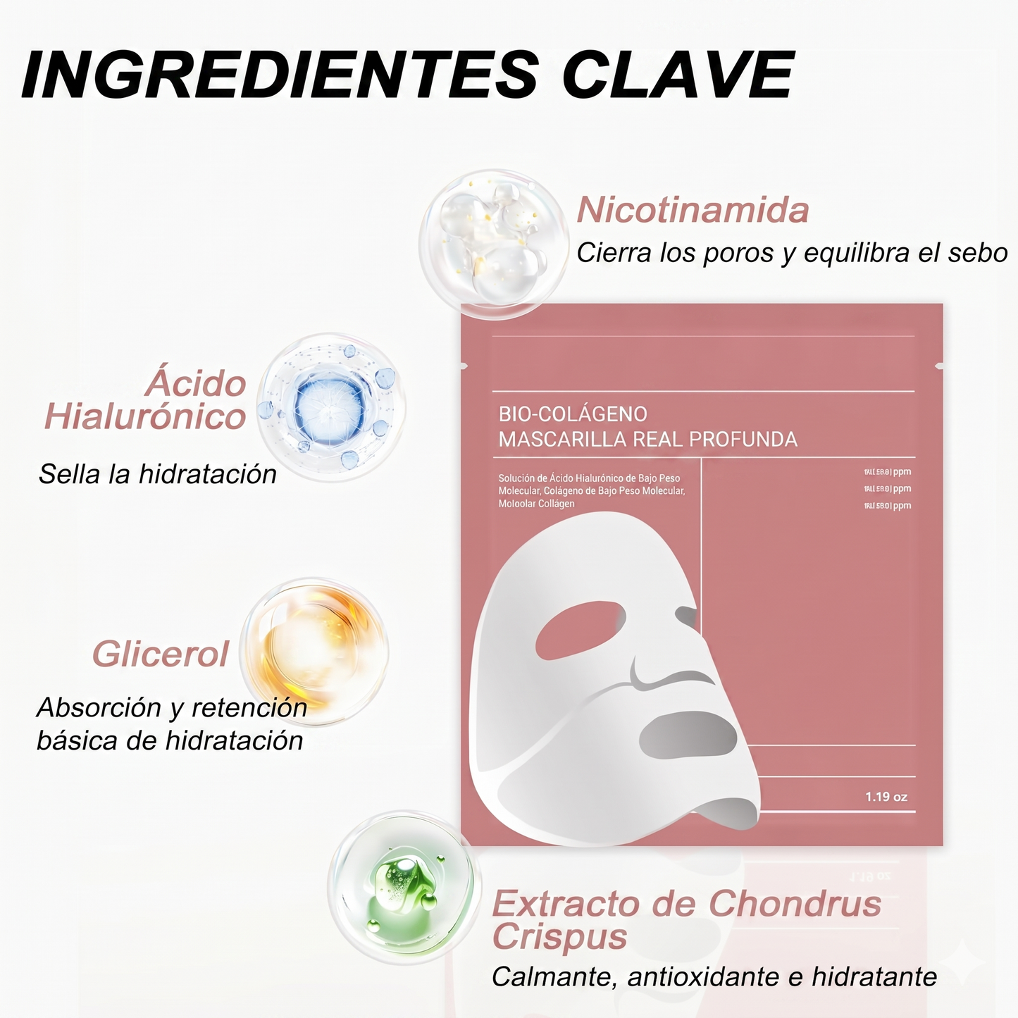 Mascarilla Coreana de Colageno 4 uds x caja